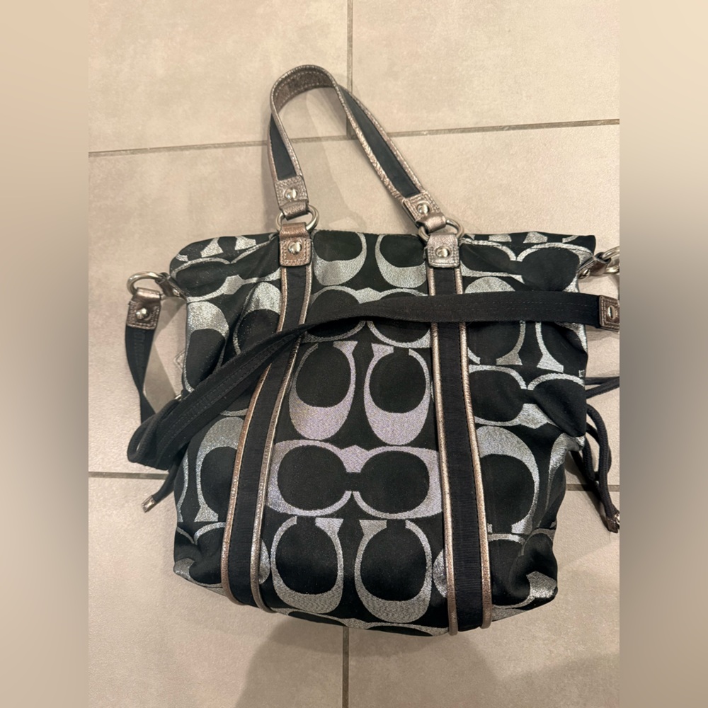 Coach Black and Silver Patterned Tote - Picture 7 of 7